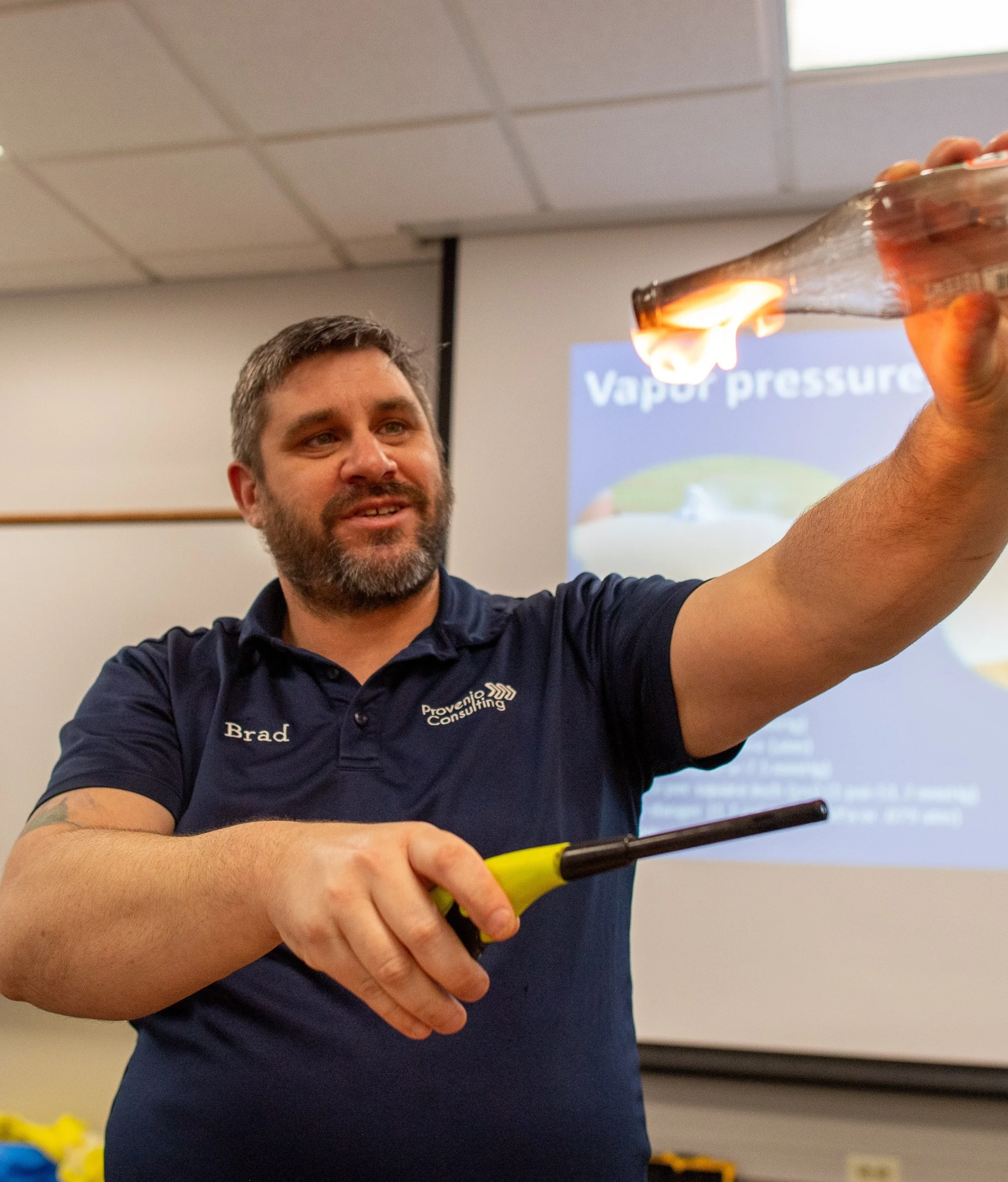 Brad Kramer teaching HAZWOPER with PPE