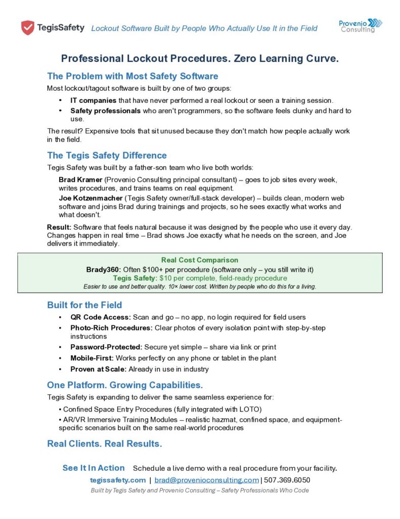 Tegis Safety Marketing Sheet pdf